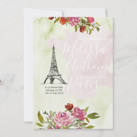 Bienvenue Frankrijk Aquarel Bruiloft Kaart (Voorkant)