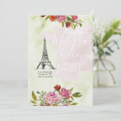 Bienvenue Frankrijk Aquarel Bruiloft Kaart (Staand voorkant)