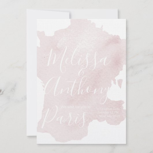 Bienvenue Frankrijk Waterverf Destination Wedding Kaart (Voorkant)