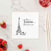 Bienvenue Paris Doodle Sketch Baby shower Servet (Insitu)