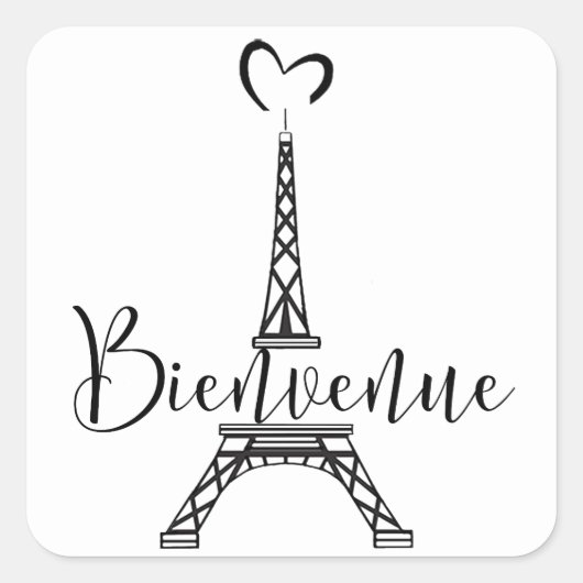 "Bienvenue" (welkom in het Frans) Vierkante Sticker (Voorkant)