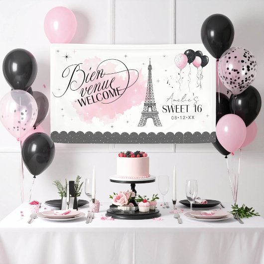 Bienvenue Welkom Parijse Zoet 16 ID1162 Spandoek