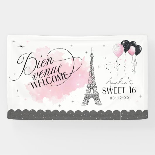 Bienvenue Welkom Parijse Zoet 16 ID1162 Spandoek (Horizontaal)