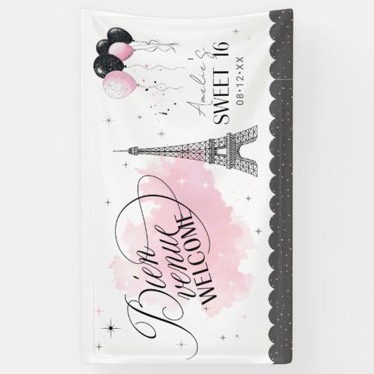 Bienvenue Welkom Parijse Zoet 16 ID1162 Spandoek (Verticaal)