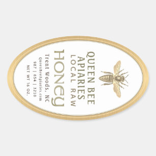  bier 16 oz Queenline Jar Honey Label Gold