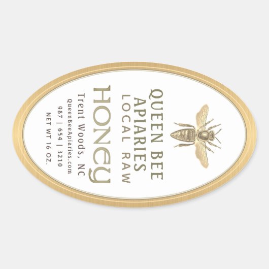  bier 16 oz Queenline Jar Honey Label Gold (Voorkant)