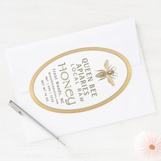  bier 16 oz Queenline Jar Honey Label Gold (Envelop)