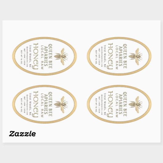  bier 16 oz Queenline Jar Honey Label Gold (Vel)