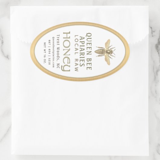  bier 16 oz Queenline Jar Honey Label Gold (Tas)