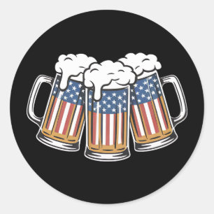 Bier 4 juli Amerikaanse vlag Amerikaanse retro Ronde Sticker