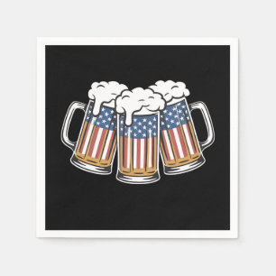 Bier 4 juli Amerikaanse vlag Amerikaanse retro Servet