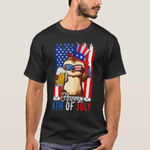 Bier 4 juli Amerikaanse vlag luiaard dieren T-shirt