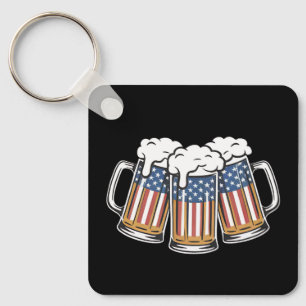 Bier 4 juli Amerikaanse vlag US Vintage Retro Sleutelhanger