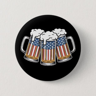 Bier 4 juli Amerikaanse vlag VS Ouderwets Retro Ronde Button 5,7 Cm