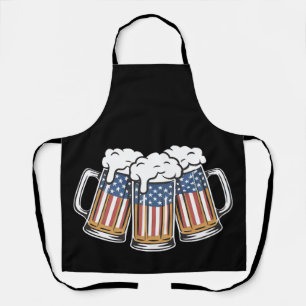 Bier 4 juli Amerikaanse vlag VS Ouderwetse Retro Schort