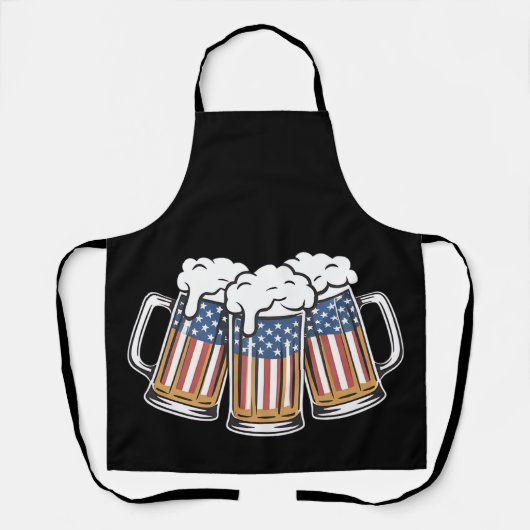 Bier 4 juli Amerikaanse vlag VS Ouderwetse Retro Schort (Voorkant)