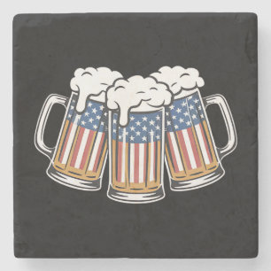Bier 4 juli Amerikaanse vlag VS Vintage Retro Stenen Onderzetter