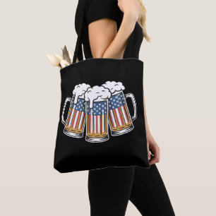 Bier 4 juli Amerikaanse vlag VS Vintage Retro Tote Bag
