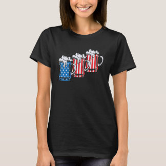 Bier 4 juli Patriottische Amerikaanse vlag T-shirt