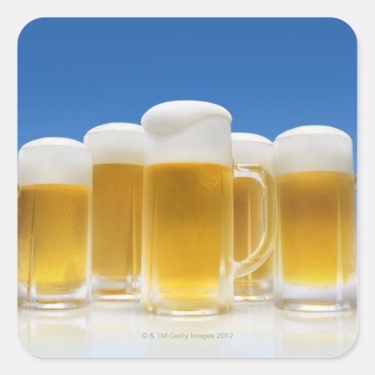 bier 6 vierkante sticker (Voorkant)