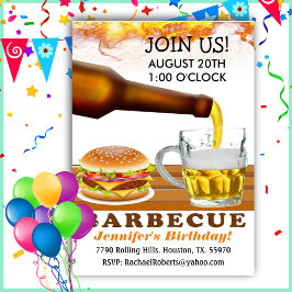 Bier Achtertuin Barbecue Verjaardagsfeest Kaart