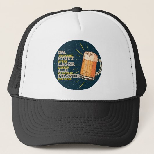 Bier Altijd, blauwe cirkel Trucker Pet (Voorkant)