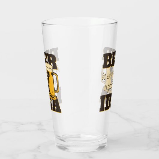 Bier altijd een goed idee grappig glas (Rechts)