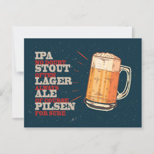 Bier altijd.  poster. bier briefkaart