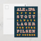 Bier altijd. poster. bier briefkaart (Voorkant / Achterkant)