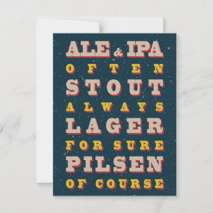 Bier altijd. poster. bier briefkaart