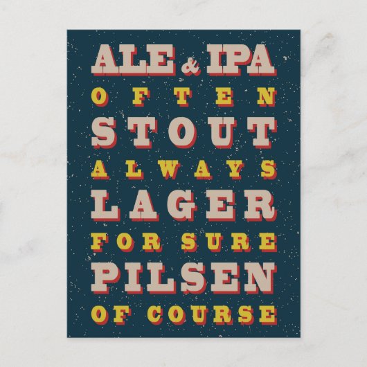 Bier altijd. poster. bier briefkaart (Voorkant)