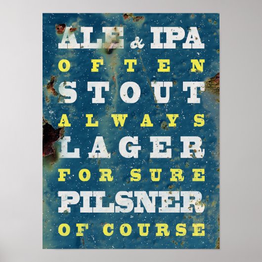 Bier altijd.  poster. bier poster (Voorkant)
