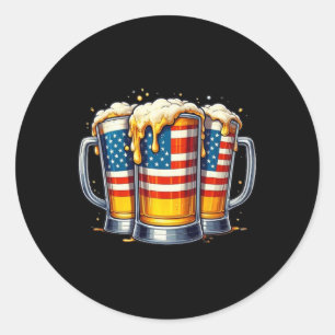 Bier American Flag 4 juli Mannen Vrouwen Drink Ronde Sticker