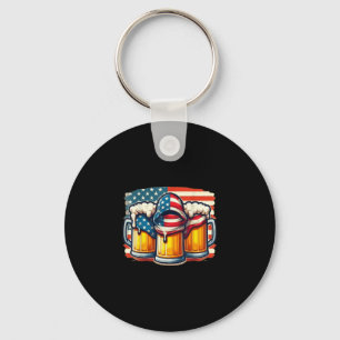 Bier American Flag 4 juli Mannen Vrouwen Drink Sleutelhanger