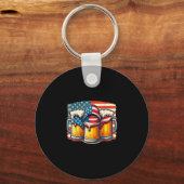 Bier American Flag 4 juli Mannen Vrouwen Drink Sleutelhanger (Voorkant)