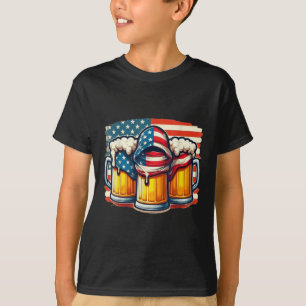 Bier American Flag 4 juli Mannen Vrouwen Drink T-shirt