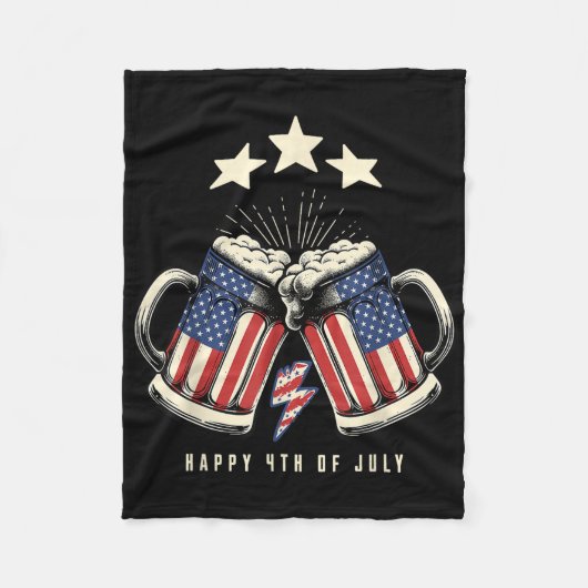 Bier Amerikaanse Vlag 4 juli Mannen Vrouwen Merica Fleece Deken (Voorkant)