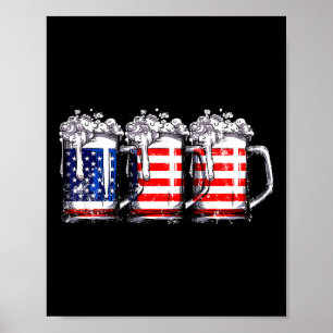 Bier Amerikaanse vlag 4 juli Mannen Vrouwen Merica Poster