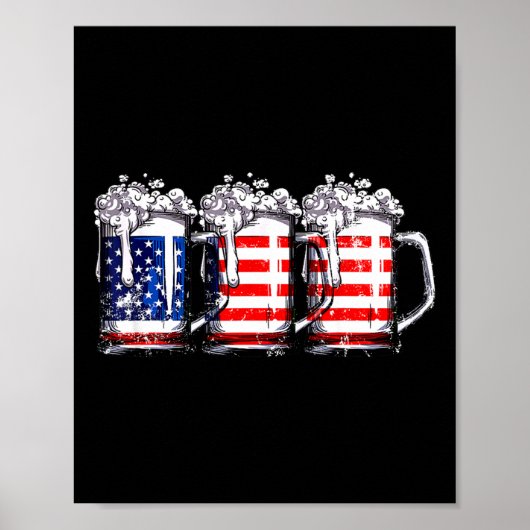 Bier Amerikaanse vlag 4 juli Mannen Vrouwen Merica Poster (Voorkant)