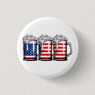 Bier Amerikaanse Vlag 4 juli Mannen Vrouwen Merica Ronde Button 3,2 Cm