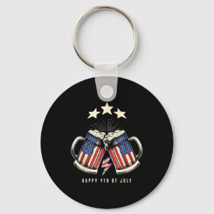 Bier Amerikaanse Vlag 4 juli Mannen Vrouwen Merica Sleutelhanger