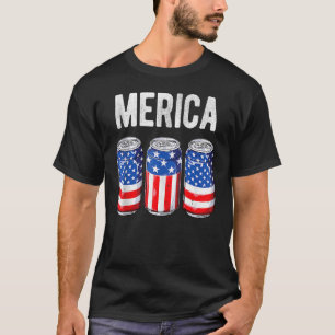 Bier Amerikaanse Vlag 4 juli Mannen Vrouwen Merica T-shirt