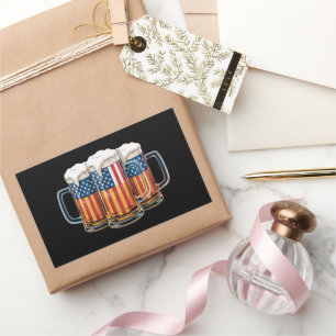 Bier Amerikaanse Vlag 4 juli Merica Drinken USA Rechthoekige Sticker