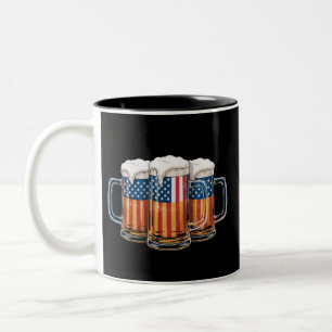 Bier Amerikaanse Vlag 4 juli Merica Drinken USA Tweekleurige Koffiemok