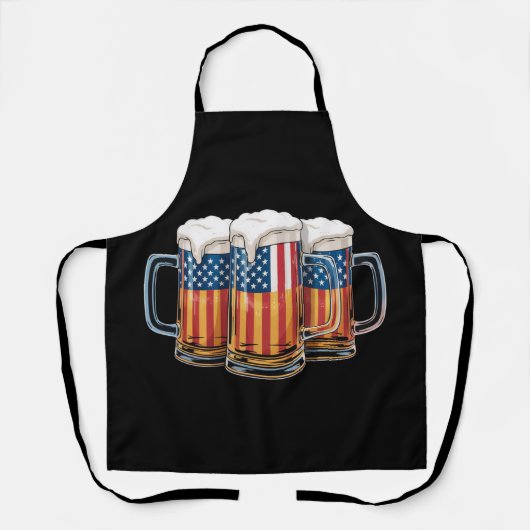 Bier Amerikaanse Vlag 4 juli Merica Drinken VS Schort (Voorkant)