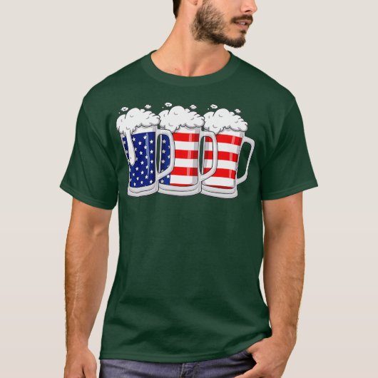 Bier Amerikaanse vlag 4th of July USA T-shirt (Voorkant)