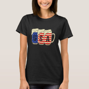 Bier Amerikaanse vlag Drink 4 juli Mannen Vrouwen T-shirt