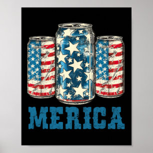 Bier Amerikaanse Vlag Grappig 4 juli Amerika USA D Poster