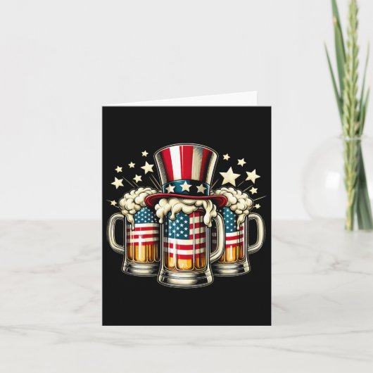 Bier Amerikaanse Vlag Vs 4 juli Feest Drinken Kaart (Voorkant)