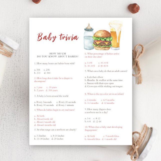 Bier baby shower - Baby Trivia Spel (Creator heeft geüpload)